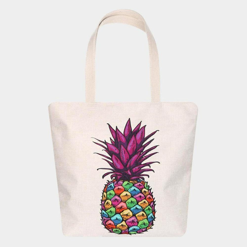 Pineapple Printed Canvas Tote Eco Bag NWT
